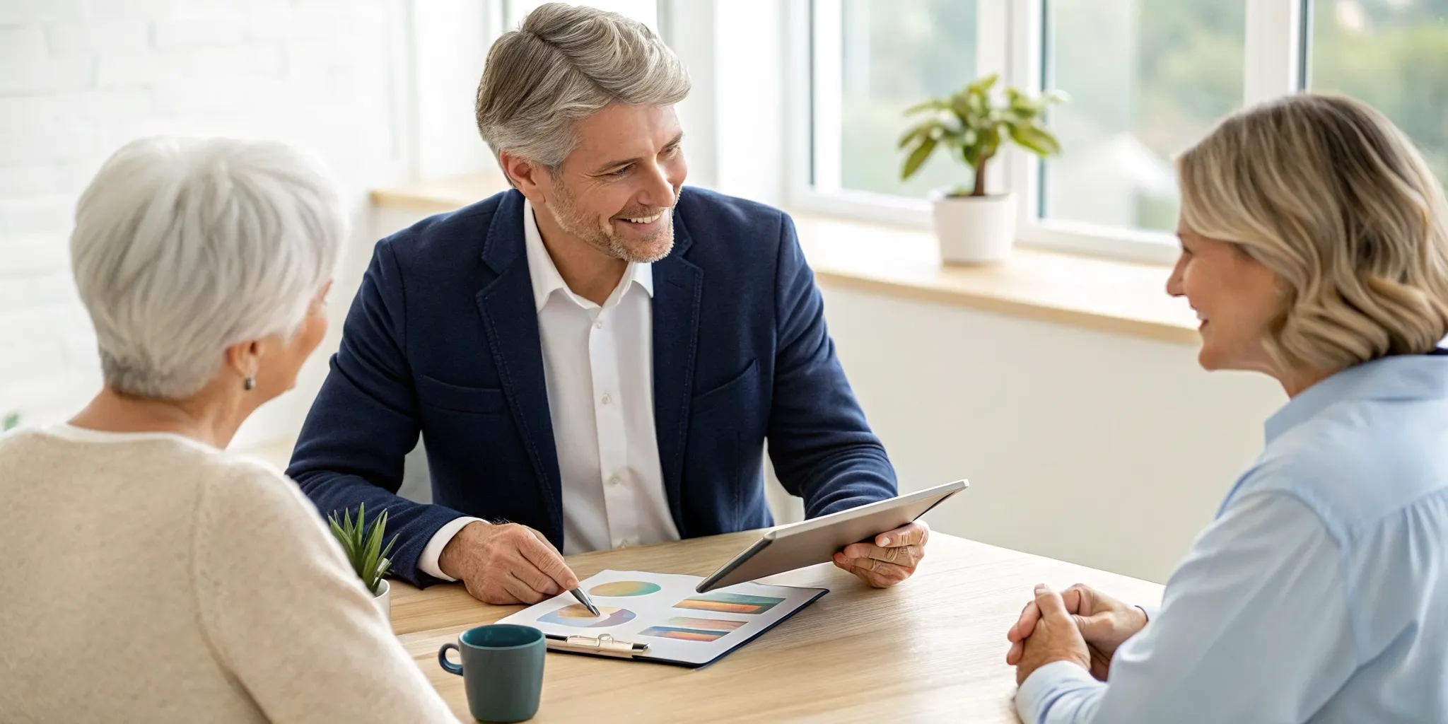 An advisor reviews retirement investment plan options with a couple.