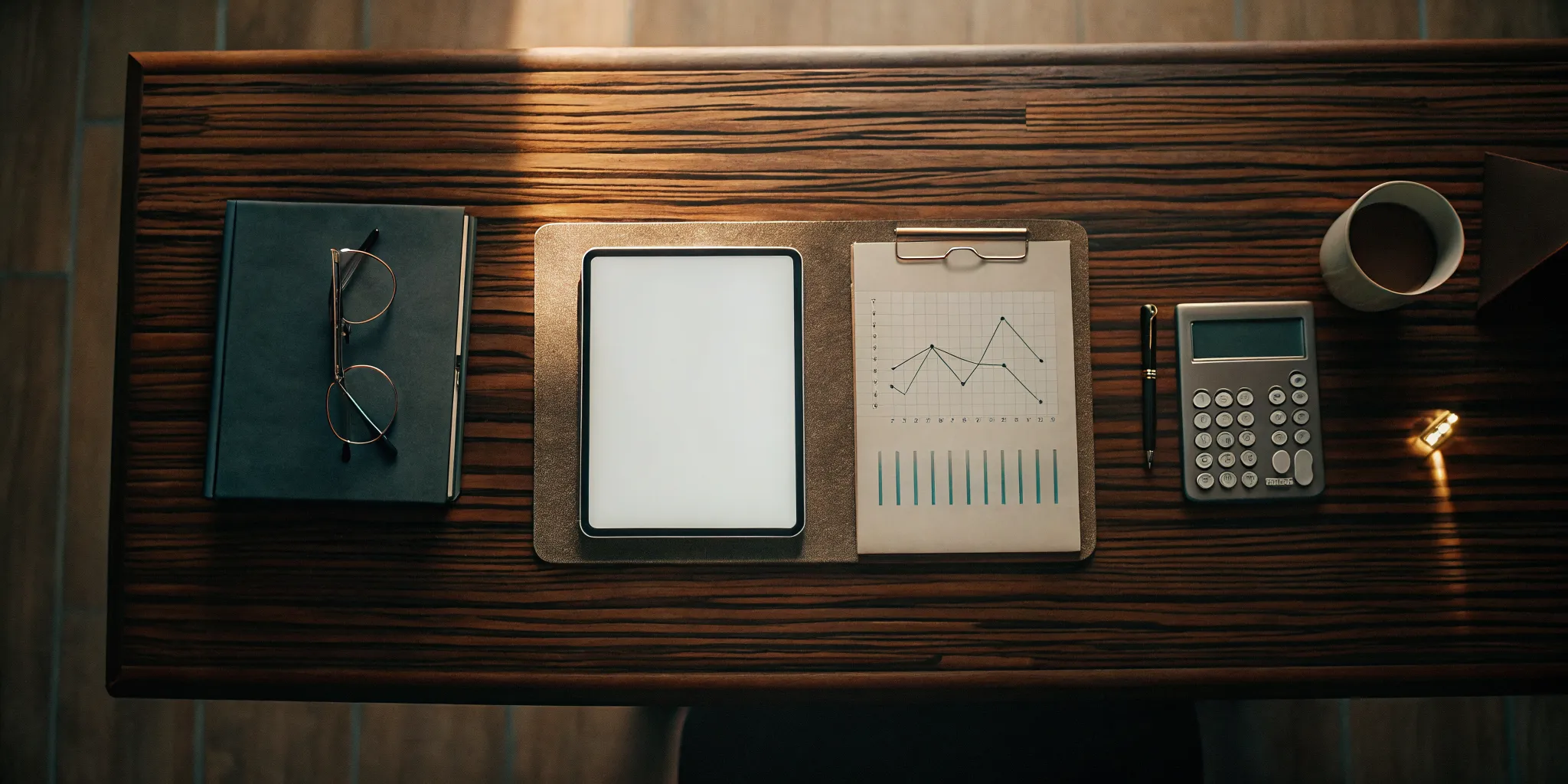 A desk with a calculator and charts for planning how to minimize taxes on 401k withdrawal.
