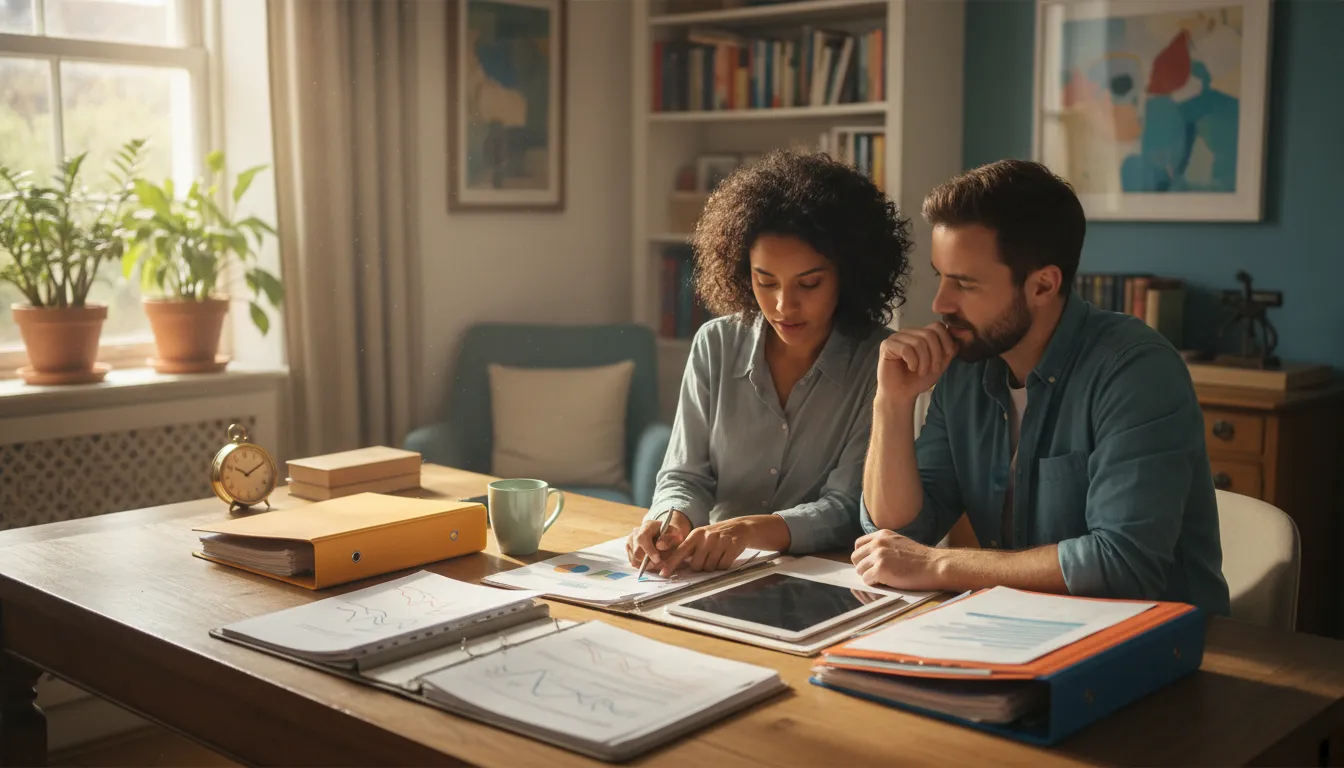 Couple reviewing Social Security retirement planning timing and household income decisions