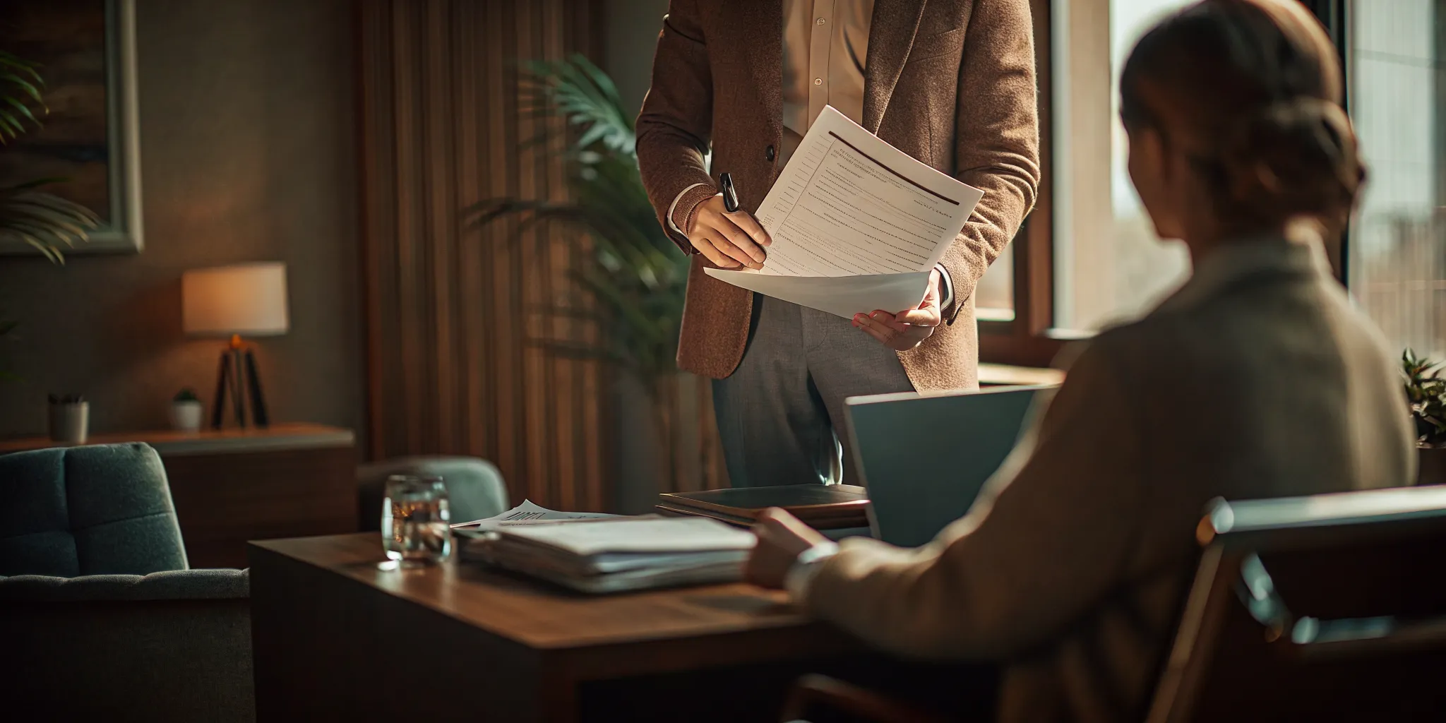 Financial planning documents and charitable donation checklist on a desk
