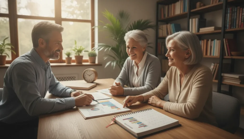 Financial advisor meeting with a federal employee couple planning retirement