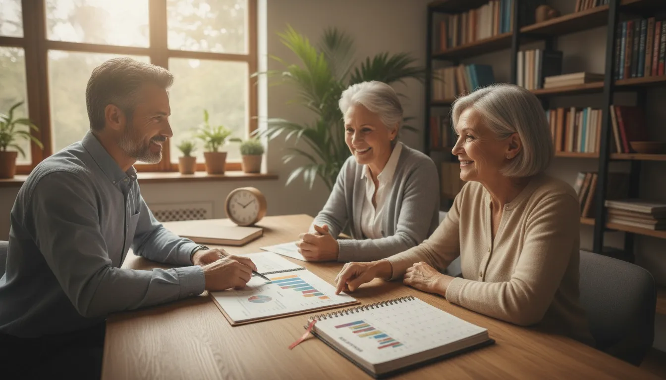 Financial advisor meeting with a federal employee couple planning retirement