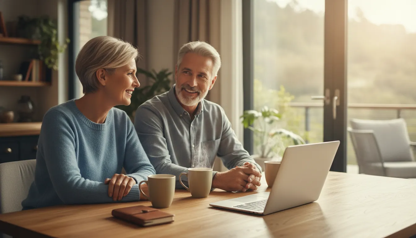 Couple reviewing their retirement plan with a Hoxton financial advisor