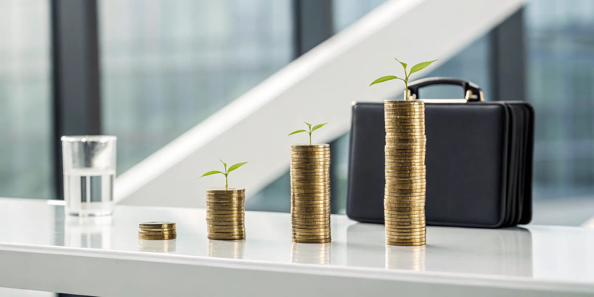 Stacks of coins with growing plants comparing 401k vs IRA vs Roth retirement accounts.