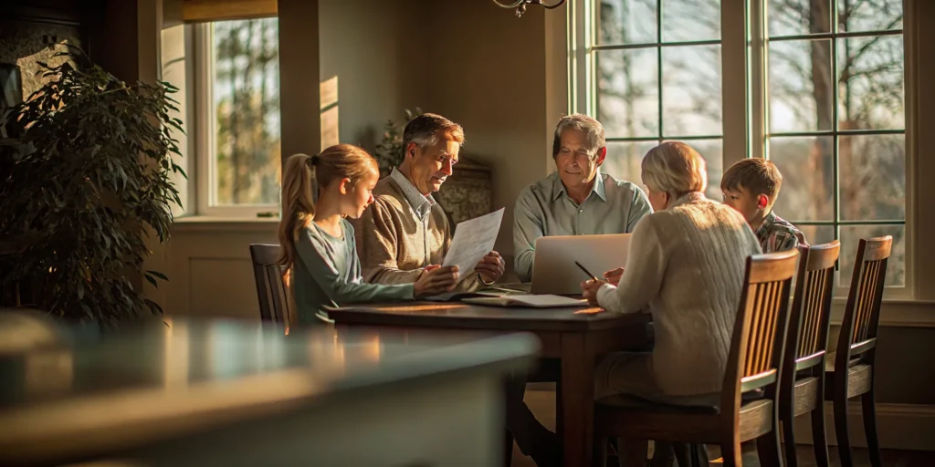Blended family reviewing an estate planning checklist