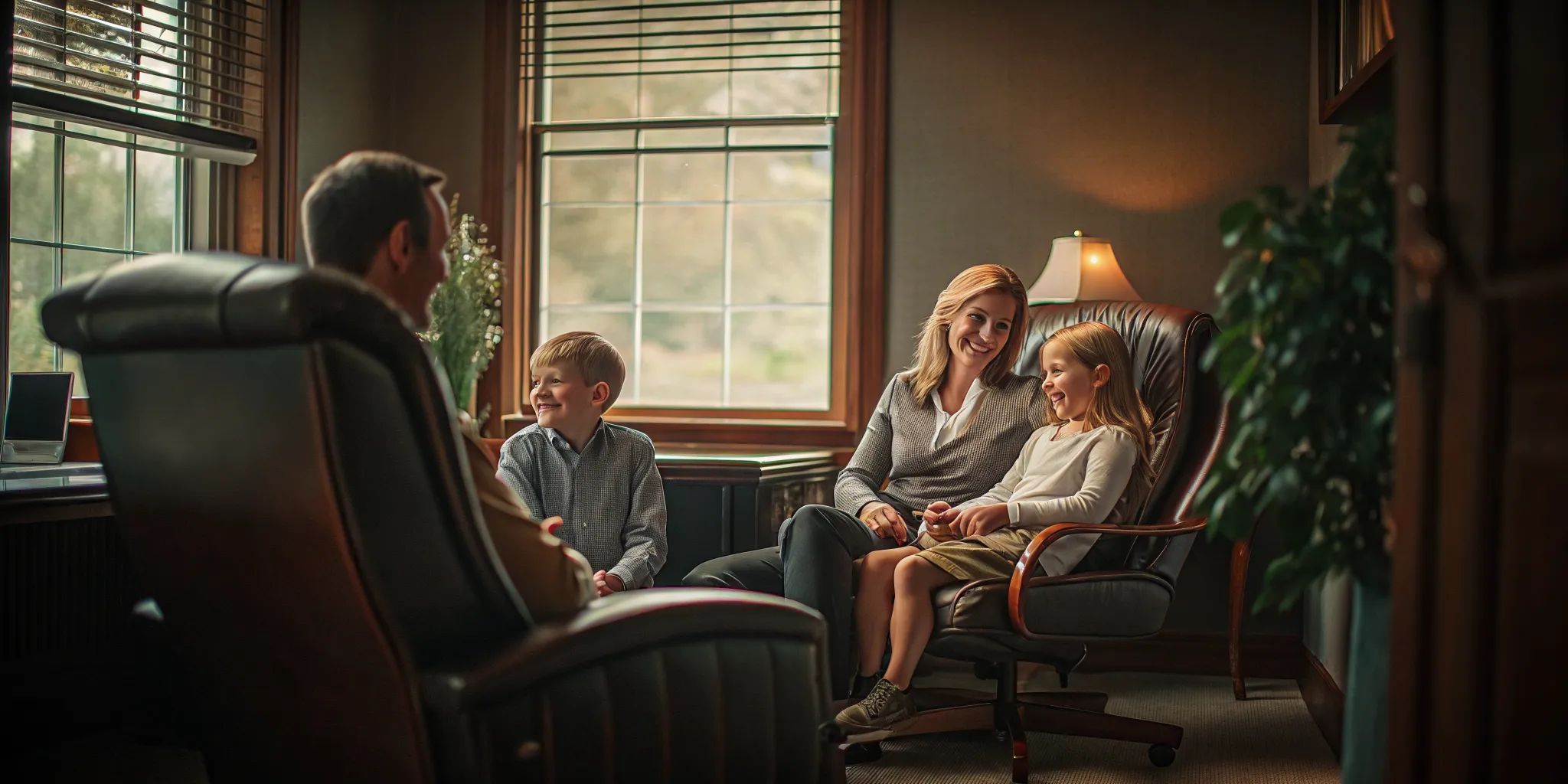 Young family meeting with a financial planner in a professional office setting