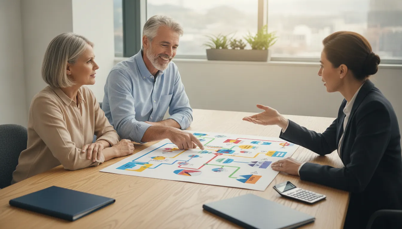 Federal employee reviewing retirement benefits with a financial advisor