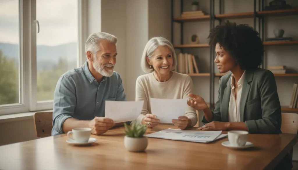 Retired couple discussing how retirement withdrawals are taxed with a financial planner