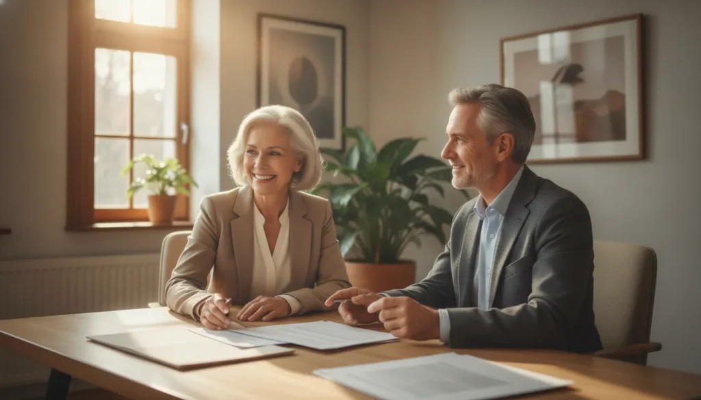 Federal retiree discussing TSP withdrawal options with a financial advisor