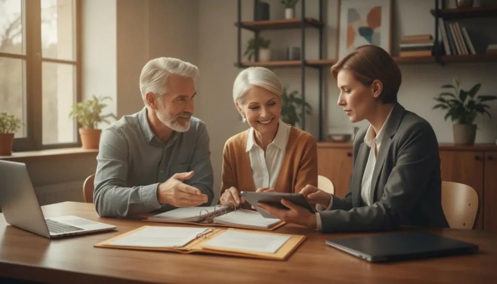 Federal retiree discussing TSP choices with a financial planner