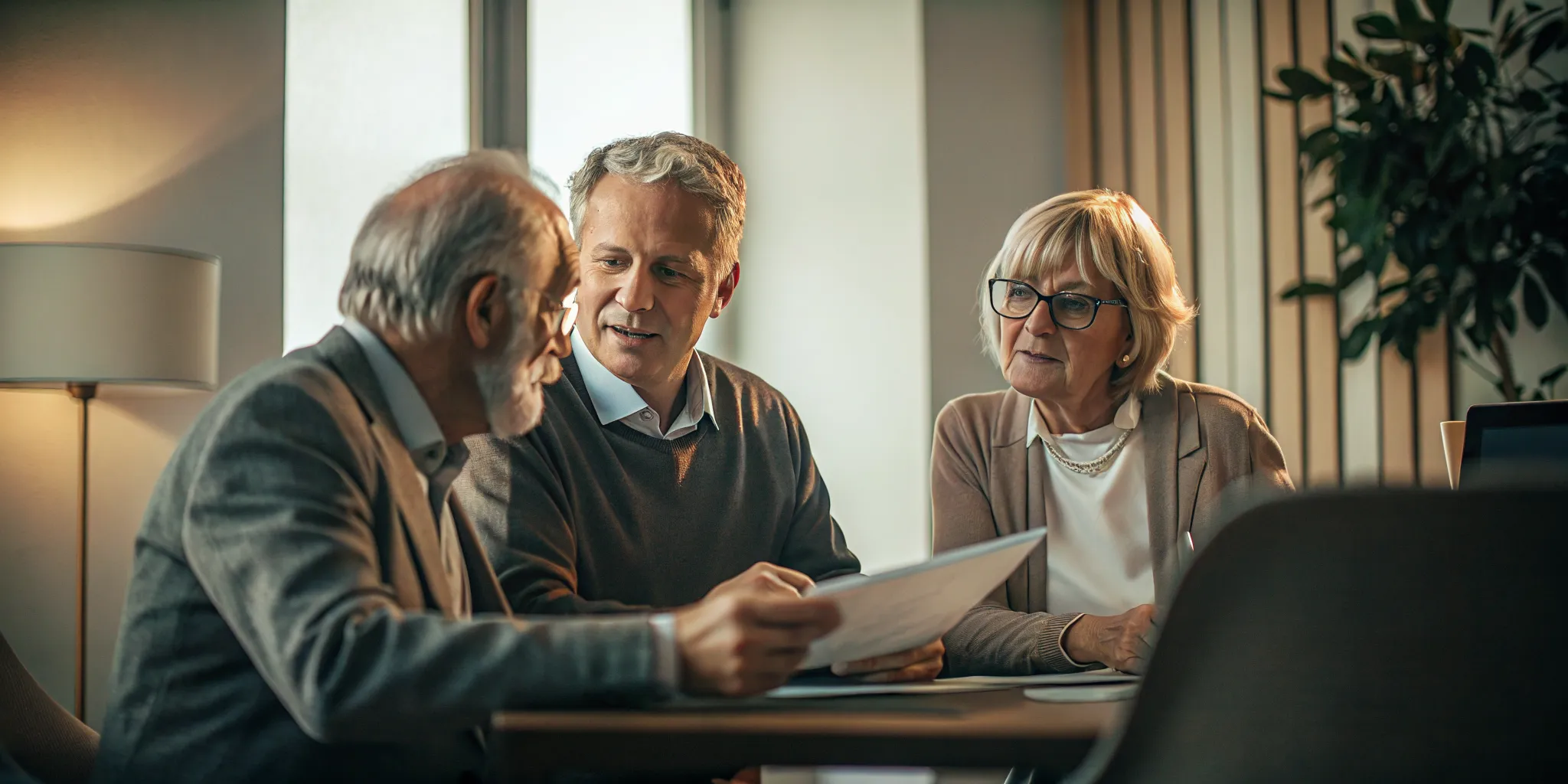 Retired couple discussing tax-loss harvesting in retirement with a financial planner