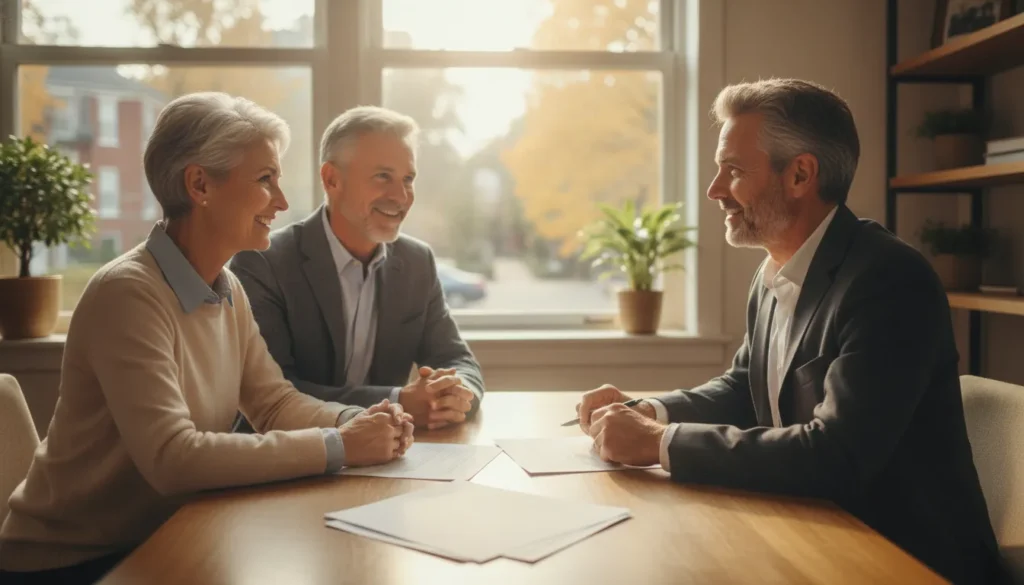 Couple discussing estate planning with a financial advisor
