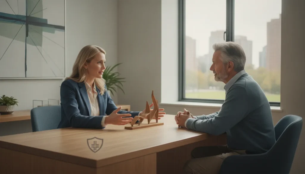 Federal retiree discussing TSP withdrawal tax planning with a financial advisor