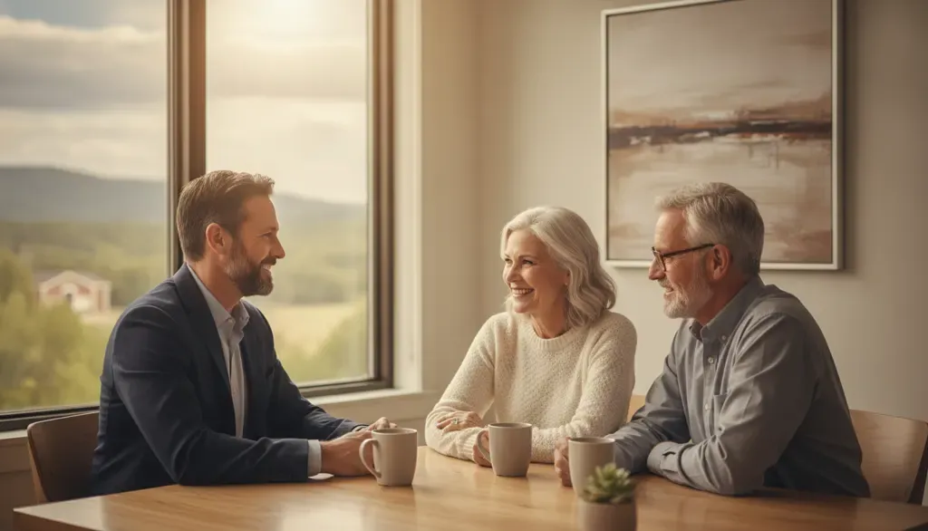 A couple discussing financial planning with an advisor near Charles Town, WV
