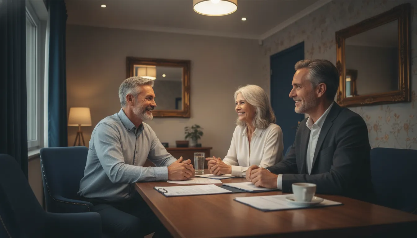 Federal retiree discussing FEHB in retirement with a financial planner
