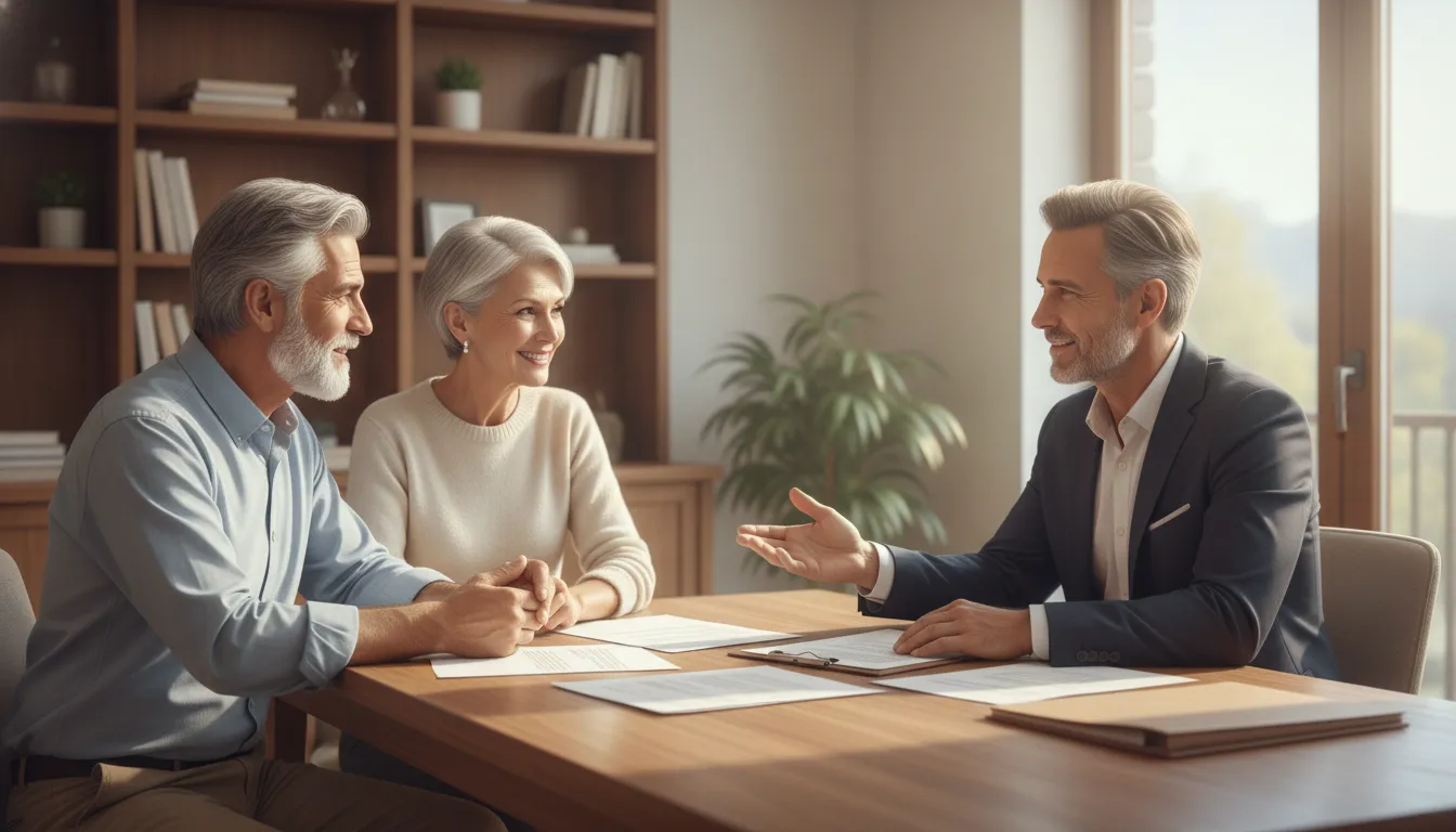 Couple discussing coordinated estate and retirement planning with an advisor